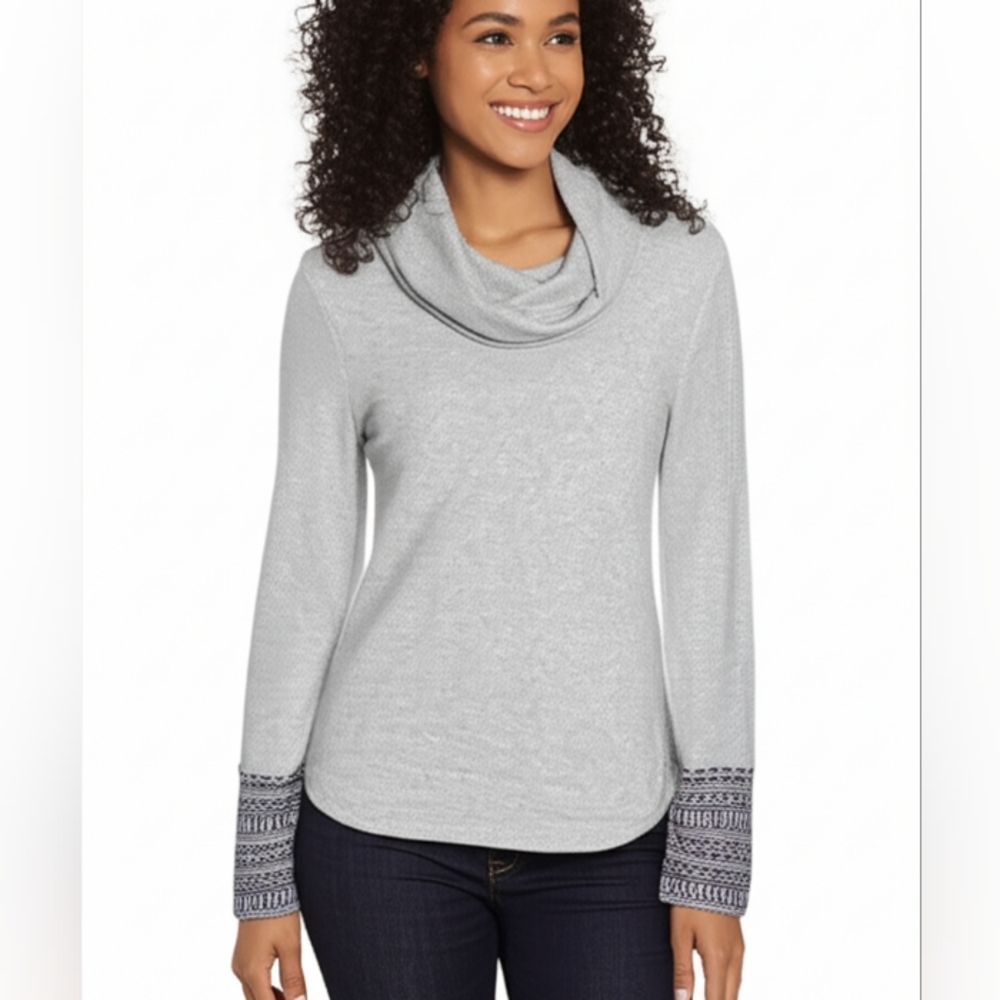 NWT Just Fashion Now Womens Grey Super Soft Cowl Neck Sweatshirt S